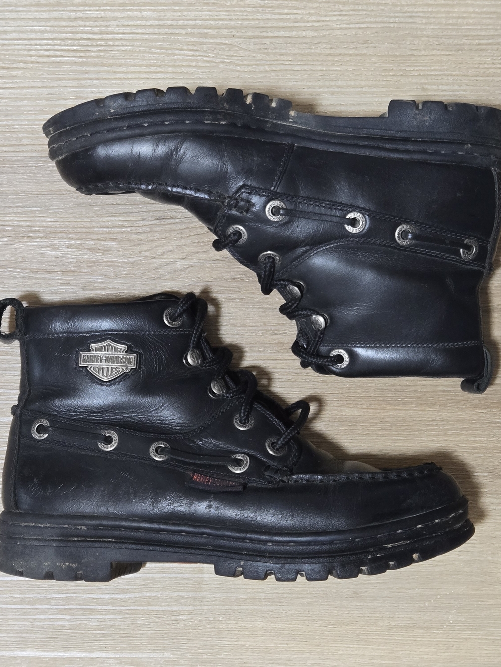Harley-Davidson Vintage Women's Black Leather Lace-Up Moc Toe Boots
